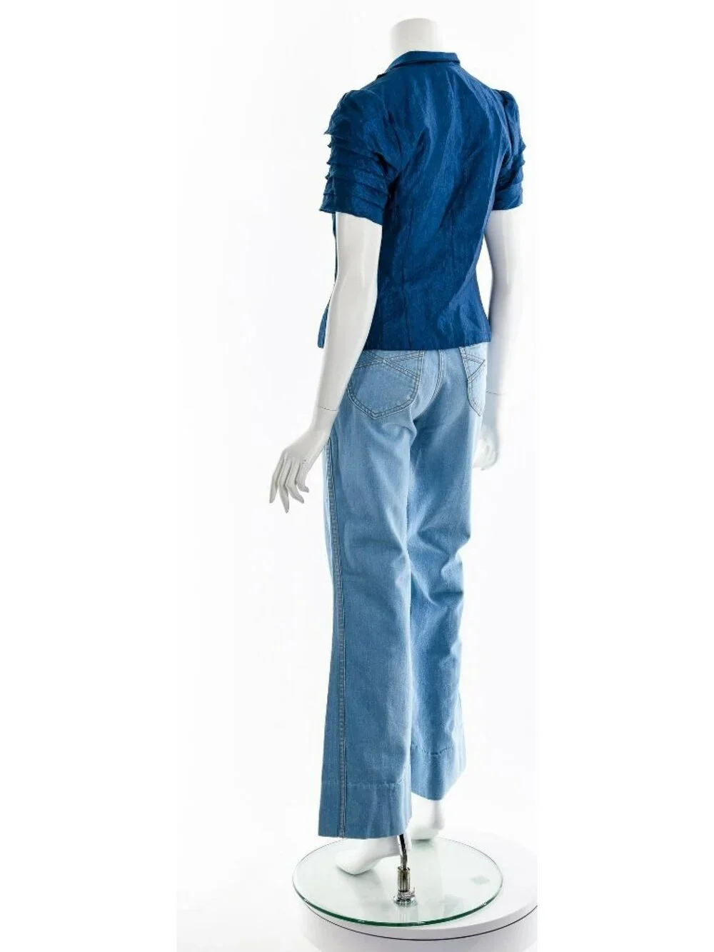Blue Ruffle Button Up Jacket - Picture 8 of 10
